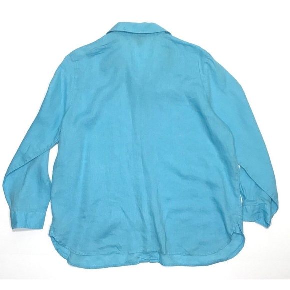 SOLD J. Jill Island Blue Essential Linen Shirt - Picture 3 of 5